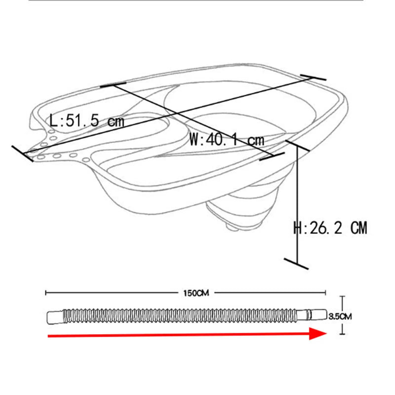 Bacia de lavagem de cabelo portátil profissional para enxágue em casa ou salão de cabeleireiro